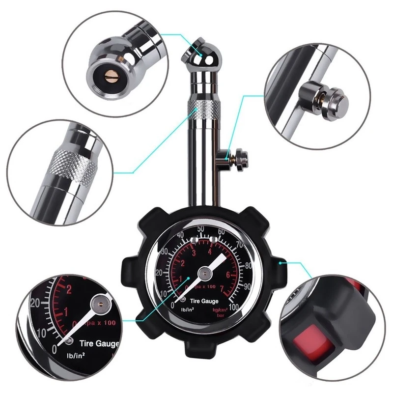 Car Tire Pressure Gauge Stainless Steel Automobile Accessories Tyre Air Pressure Gauges Car