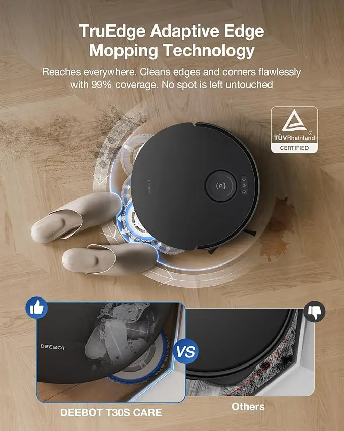 Robot Vacuum ZeroTangle Technology, TruEdge Adaptive Edge Mopping, Hot Water Mop Washing, Self-Emptying, Auto-Mop Lifting, 3