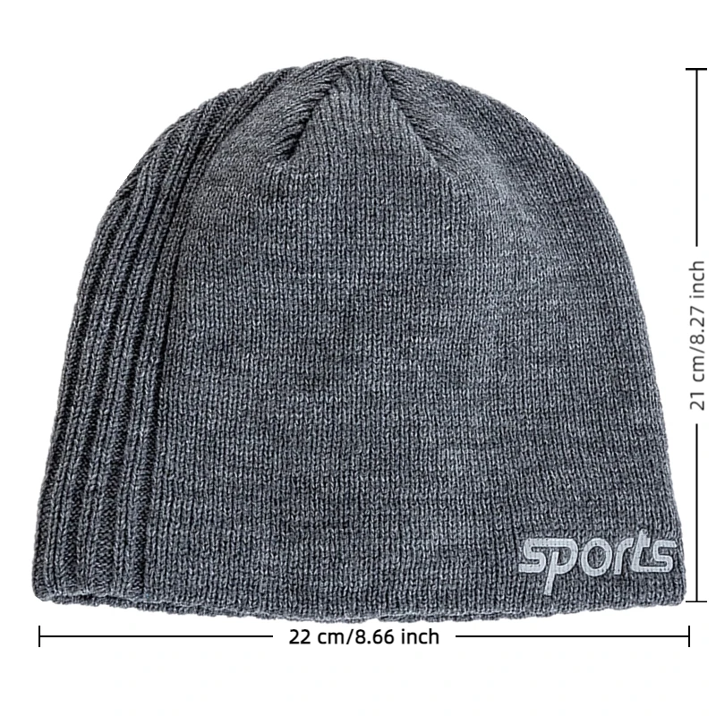 Unisex Sports Jacquard Winter Hats Fashion Knitted Hats For Men And Women Beanie Cap Outdoor Plush Fur Lined Warm Sports Hats