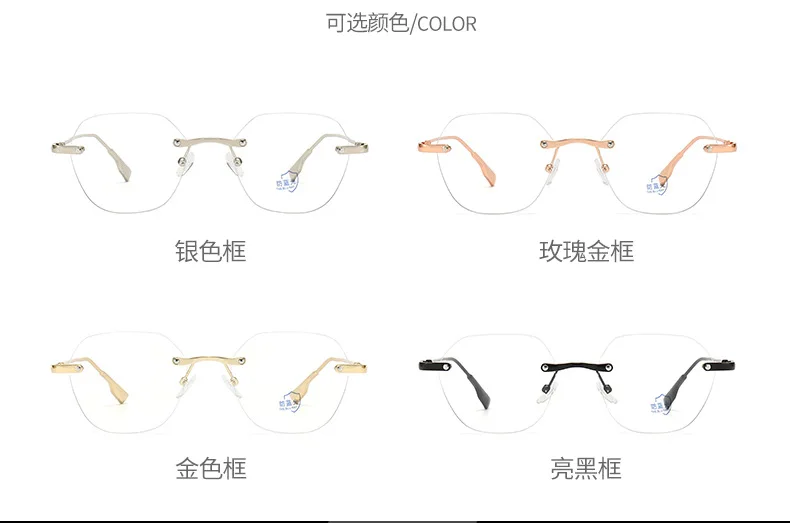 Rahmenlose Runde Computer Brille Frauen Männer Anti Blau Licht Metall Brillen Beine Brillen Blockieren Optische Spektakel Brillen – Detail 5