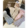 1 Pair Soft Plush Cuff Gloves Plus Velvet Thickened Warm Waterproof Touch Screen  Autumn Winter Coldproof Cycling Ski Gloves 2