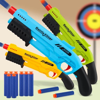 New Outdoor Kids Soft Bullet Blaster Manual Foam Dart Launcher Battle Toy Gun with Safe Ammo Multi-Color Options for Children's 1