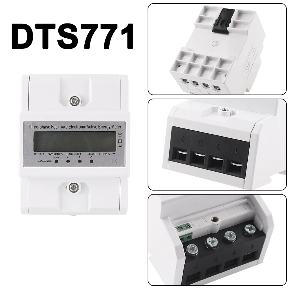 Din 레일 3상 4선 LCD 디지털 디스플레이 전력계 전력 소비 에너지 전기 미터 kWh 10(100A) 230/400V 50/60Hz