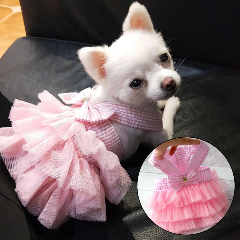 Dog Summer Dress Lace Stripe Skirt - image 2