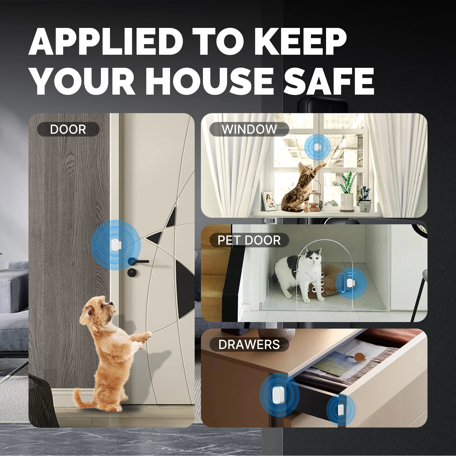 Door Window Sensor MOES-Smart Zigbee Window Door and Gate Sensor Detector Work with Tuya, Home Security Alarm System, Smart Life App Remote Control