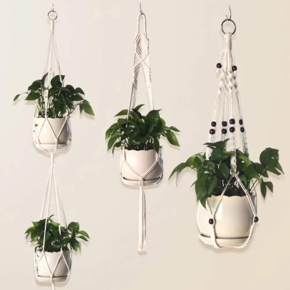 Plant Hangers Flower Pots Set for Indoor Outdoor Boho Home Decor Macrame Handmade Cotton Rope Different Layers
