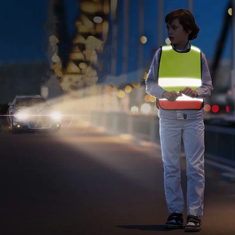 Kids Fluorescent Green Reflective Safety Vest for Motorcycle Emergency