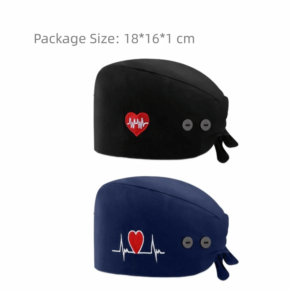 Professional With Button Nurse Caps Sweatband Elastic Bandage Working Caps Breathable Lightweight Dentist Hats Healthcare