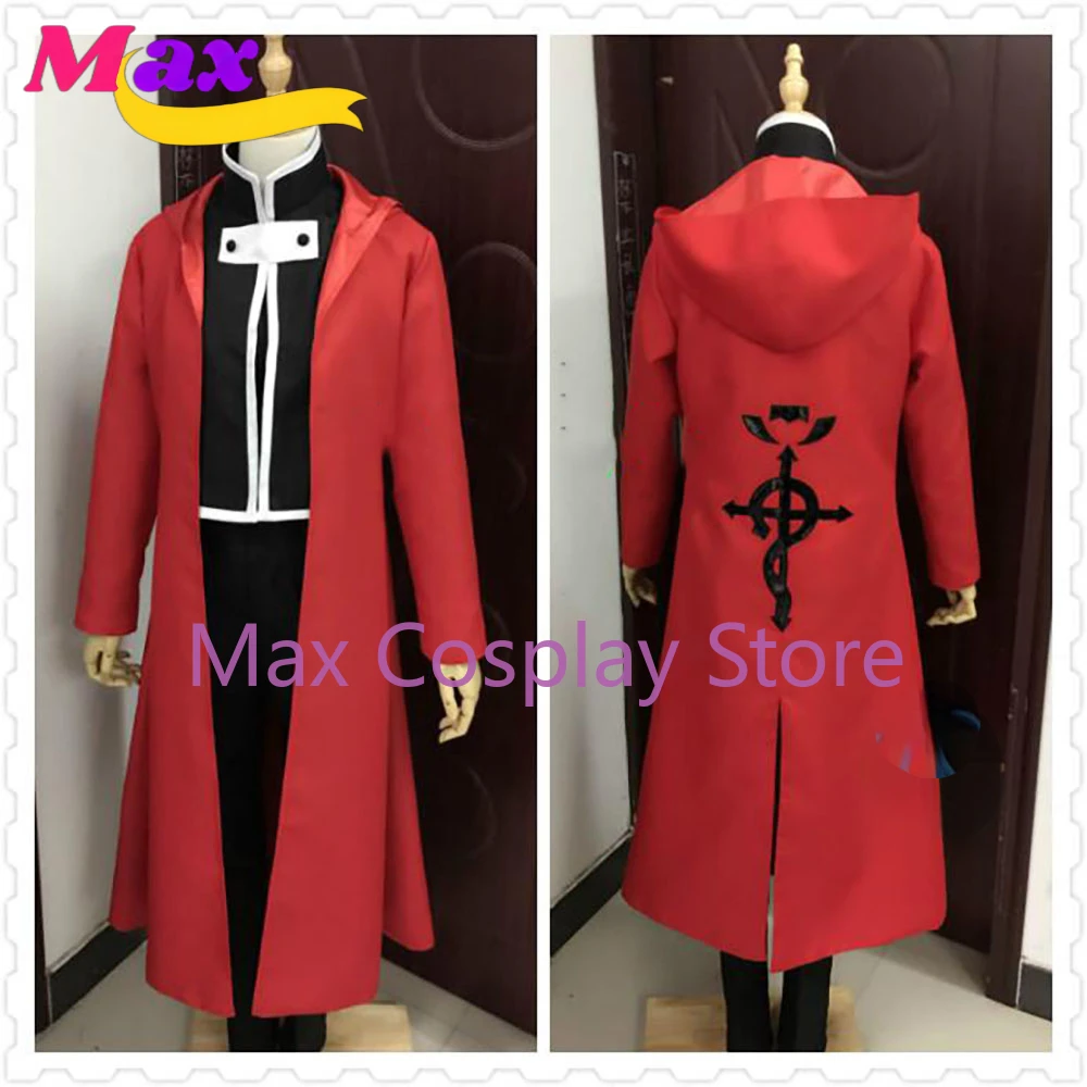 

Max Anime Cosplay Costume Edward Elric Cosplay Costume Hooded Coat Halloween Custom Made For Women Men GZ