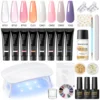 PEACECOLOR Poly UV Gel Kit All for Manicure Gel Nail Extension Set Slip Solution Builder Acrylic Gel Polish Nail Art Tool Design 1