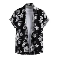 Retro Hawaiian Flower Shirt For Men Summer 3d Print Plants Leaves Short Sleeves Button Down Shirts Beach Tops Blouse Clothes