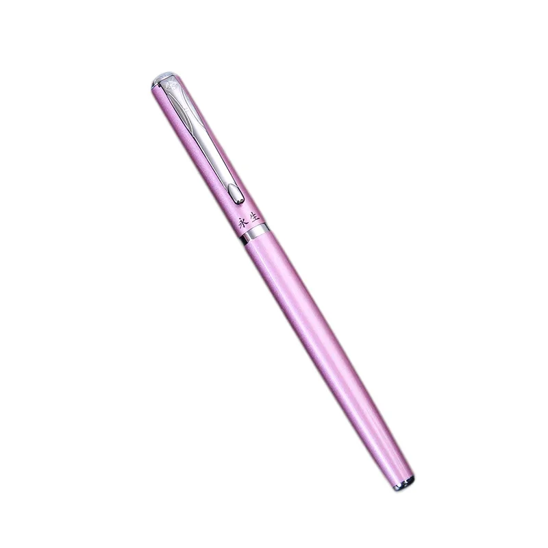 핑크 퍼플 블랙 만년필 실버 클립 얇은 잉크 펜, 0.5mm 고급 펜촉, 학생 필기 펜, 학교 사무용품, 1 개