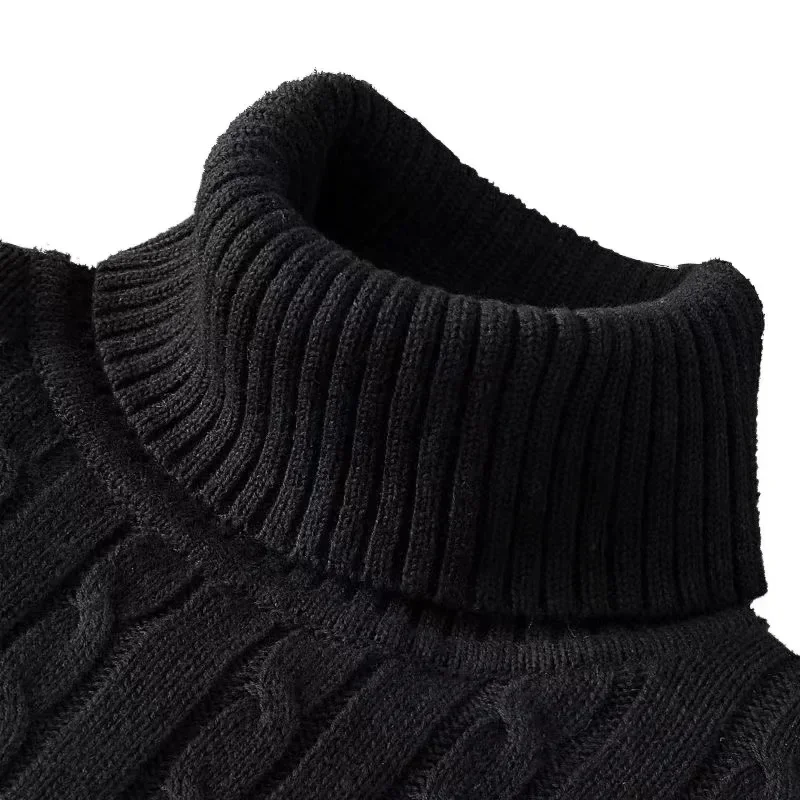Autumn Men's Long Sleeve Knitted Sweaters Men's Slim Fit Turtleneck Sweater Casual Pullover Sweater Lightweight Ribbed Sweater 2