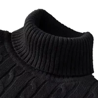 Autumn Men's Long Sleeve Knitted Sweaters Men's Slim Fit Turtleneck Sweater Casual Pullover Sweater Lightweight Ribbed Sweater 2