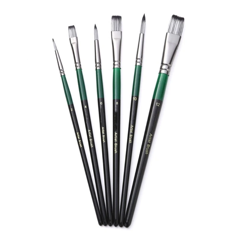 

ioio 6 Pcs Acrylic Paint Brushes Gouaches Paint Brushes Nylon Hair Artist Painting Brushes for Watercolor Oil Painting Drawin