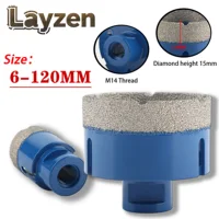 M14 Thread Vacuum Brazed Dry Diamond Drilling Core Bit 6-120mm For Ceramic Tile Granite Marble Porcelain Brick Stone Hole Opener