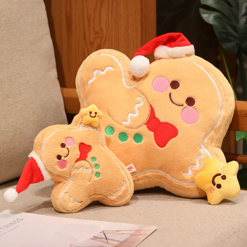 Nice 1pc 20/40cm Yellow Star Gingerbread Man Christmas Type Plush Pillow Soft Pp Cotton Stuffed Kawaii Cushion Decoration Gift