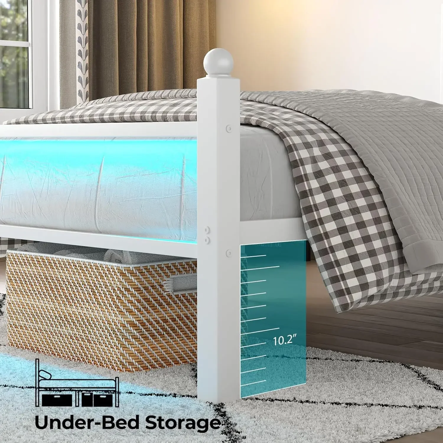 Twin Metal Bed Frame with Headboard & Charging Station 5