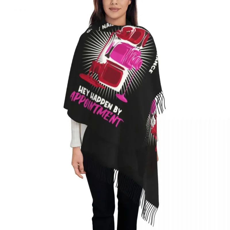 

Fashion Nail Polish Scarf Wrap for Women Long Winter Fall Warm Tassel Shawl Unisex Technician Scarves