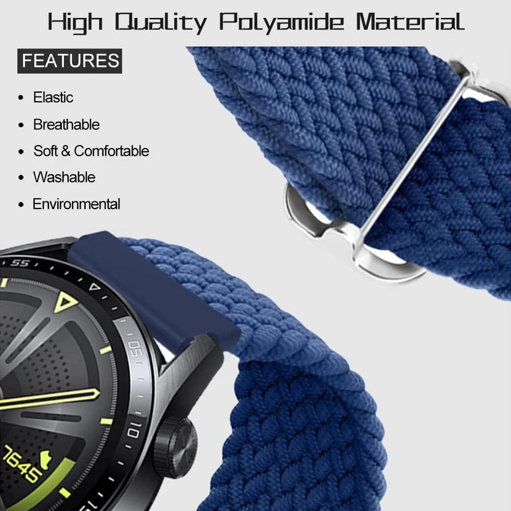 Braided Loop Sport Wristband Bracelet, 18mm/22mm, Universal Fit Strap