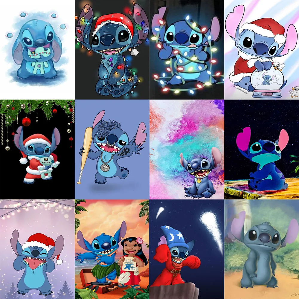 Disney Diamond Painting Cross Stitch Cartoon Lilo & Stitch 5D Ricamo Diamante Fai Da Te Pieno Strass Rotondo Dell'Immagine