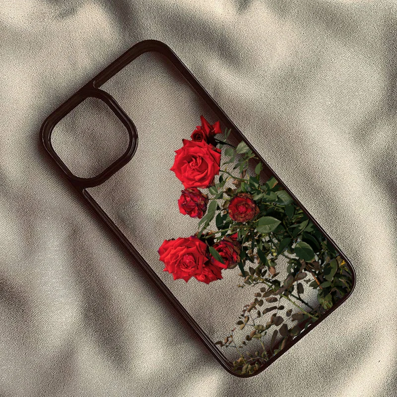 Elegant Red and Pink Rose Peony Floral Clear Phone Case - Stylish Hard Cover Protector