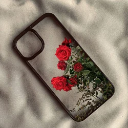 Elegant Red and Pink Rose Peony Floral Clear Phone Case - Stylish Hard Cover Protector - iPhone 12 Mini (Style 1)