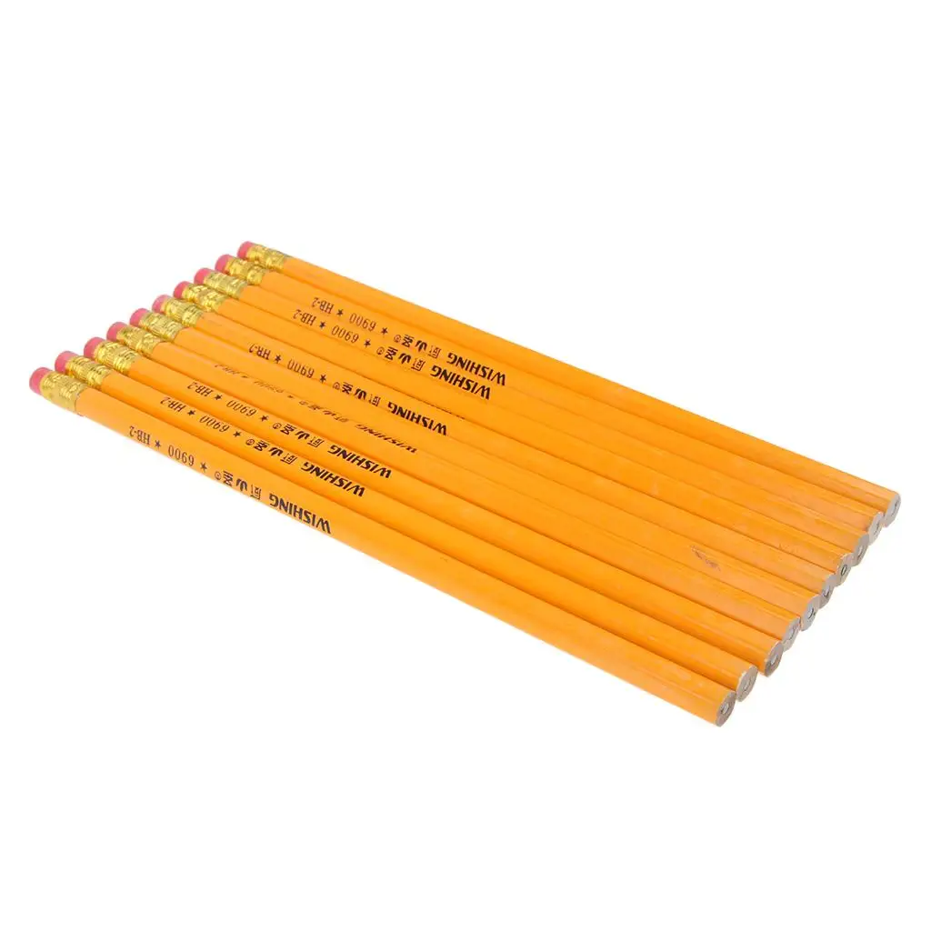 10 Pcs Hexagonal Pencils in Wooden Cased Stationery Painting