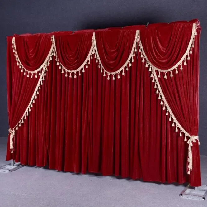 Golden velvet wedding backdrop *4m stage background with curtain excellent quality wedding decorations festive and party supplies