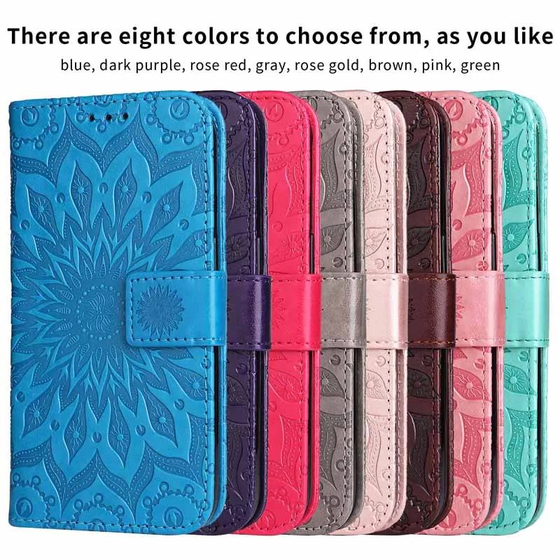 Leather Flip Wallet Case with Magnetic Card Slots and Stand, Book Style Cover
