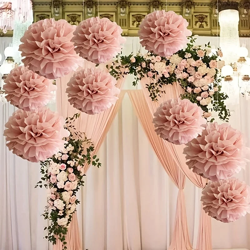 Elegant Pink Paper Flower Balls Set - Ideal for Celebrations & Events