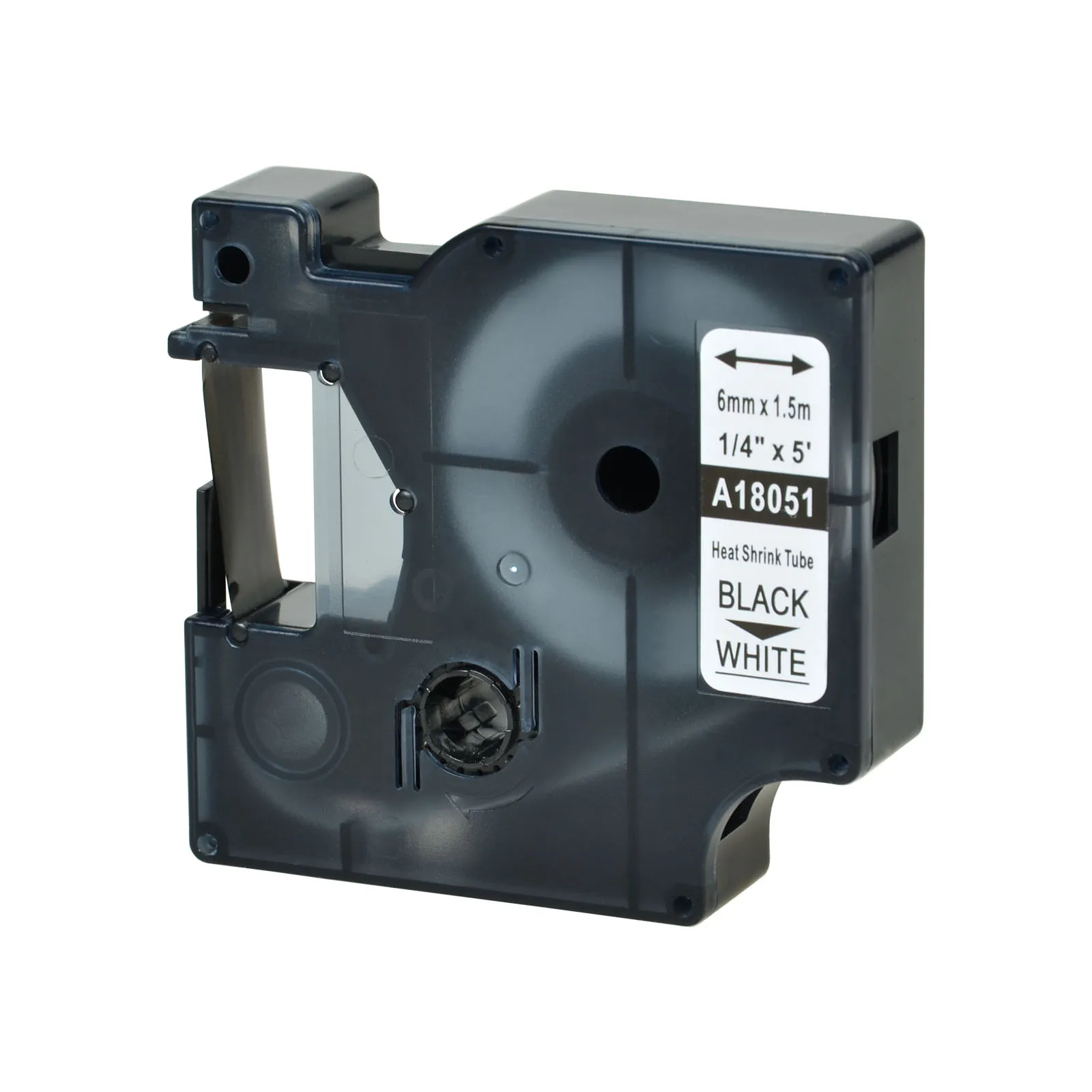 Tubo de Psiquiatra de Calor Fita Etiqueta para Dymo Rinoceronte Preto no Branco mm Dropshipping 10 Peças S0718260 18051 - Imagem 2