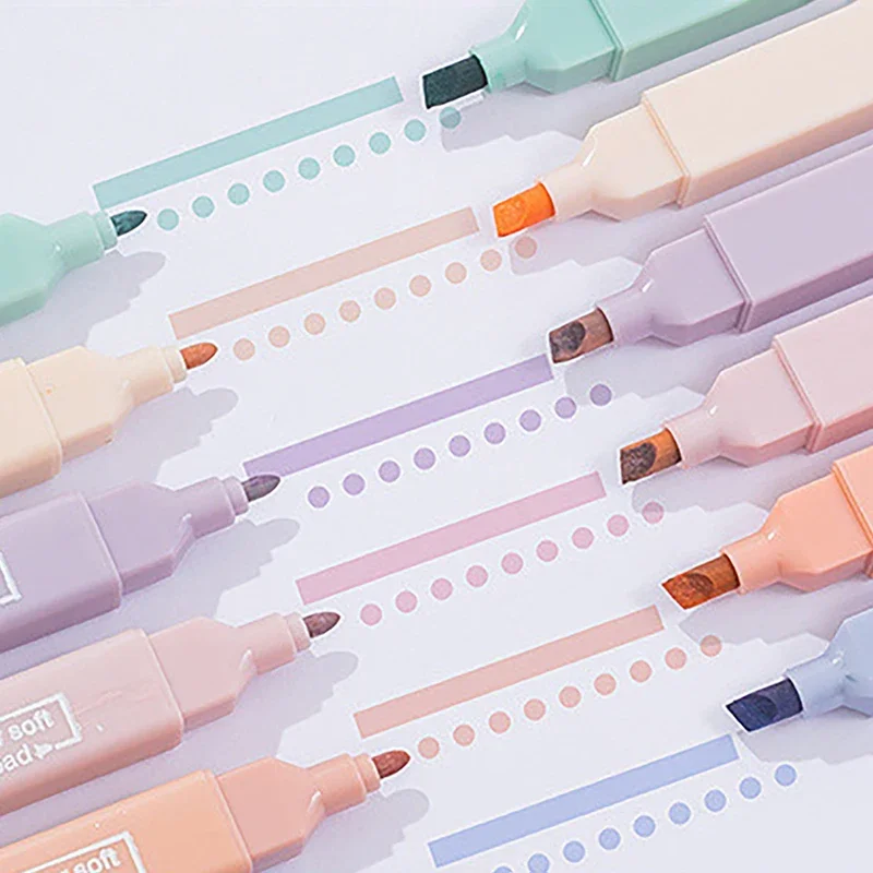 

Маркеры-хайлайтеры Kawaii Morandi с двойной головкой, 6 шт.