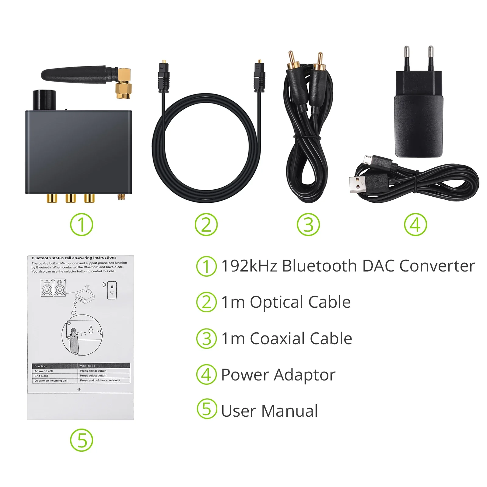 Bluetooth-compatible DAC Converter with Headphone Amp Digital To Analog 3.5mm Audio Adapter Support AAC HomeAudio