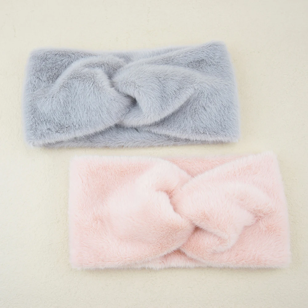 Winter Imitation Mink Fur Cross Headbands Ear Warmer Cross Headbands Wide Warm Twist Stretch Hairbands Women Hair Accesssories