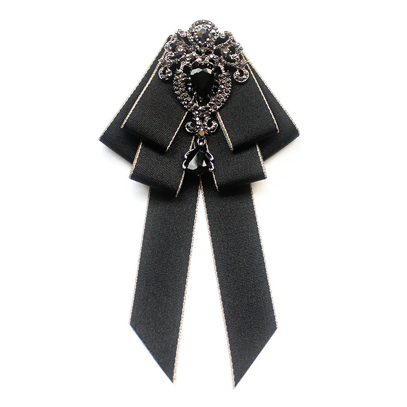 High Quality Handmade Fabric Bow Ties Rhinestone Crystal Men\'s Neck Tie Wedding Business Cravat Luxulry Jewelry Accessories