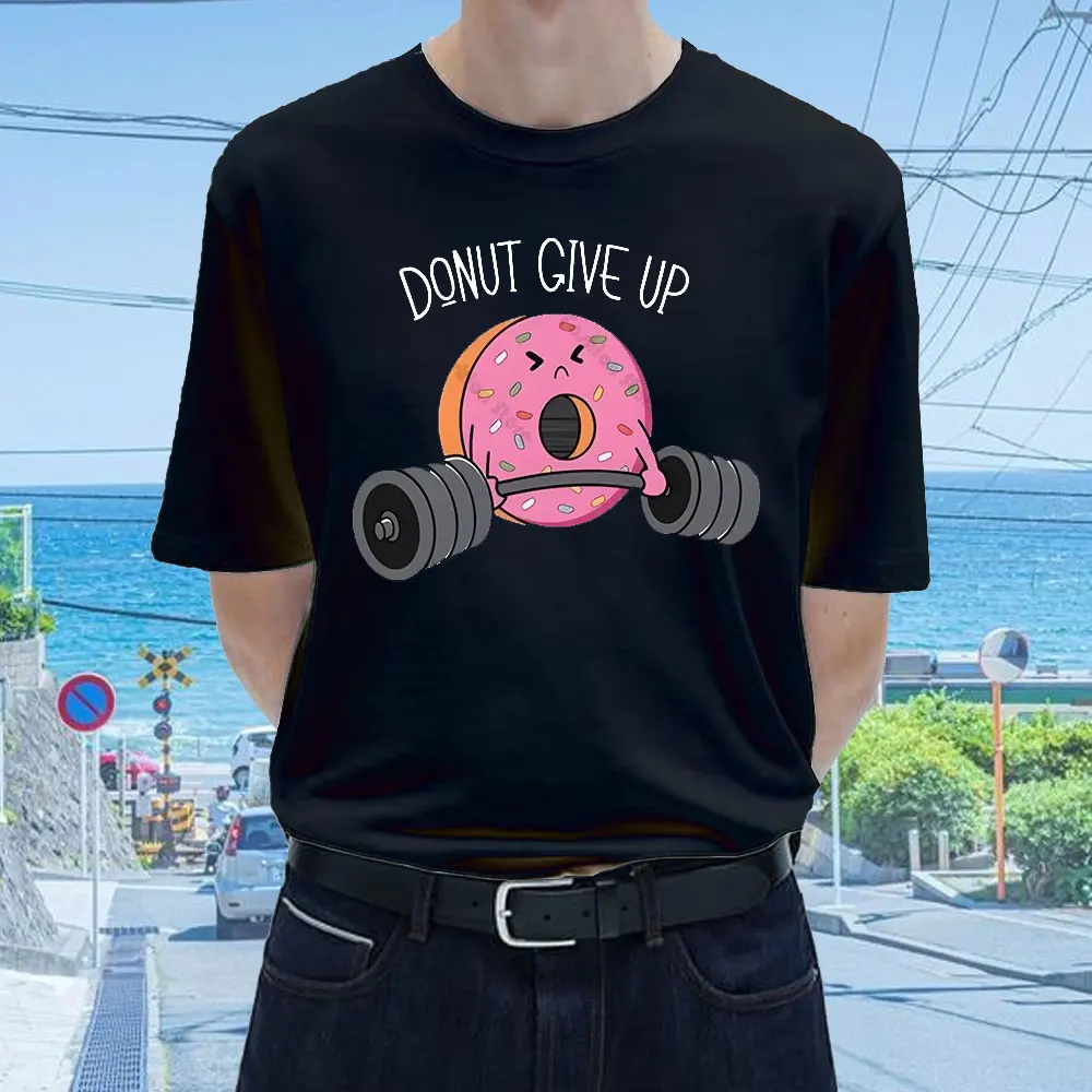 

Мужская футболка с принтом 2024, топы, Пончик, сдайте пончик, фитнес, Забавный тренажерный зал, крыса, бодибилдинг, мужская повседневная футболка с коротким рукавом