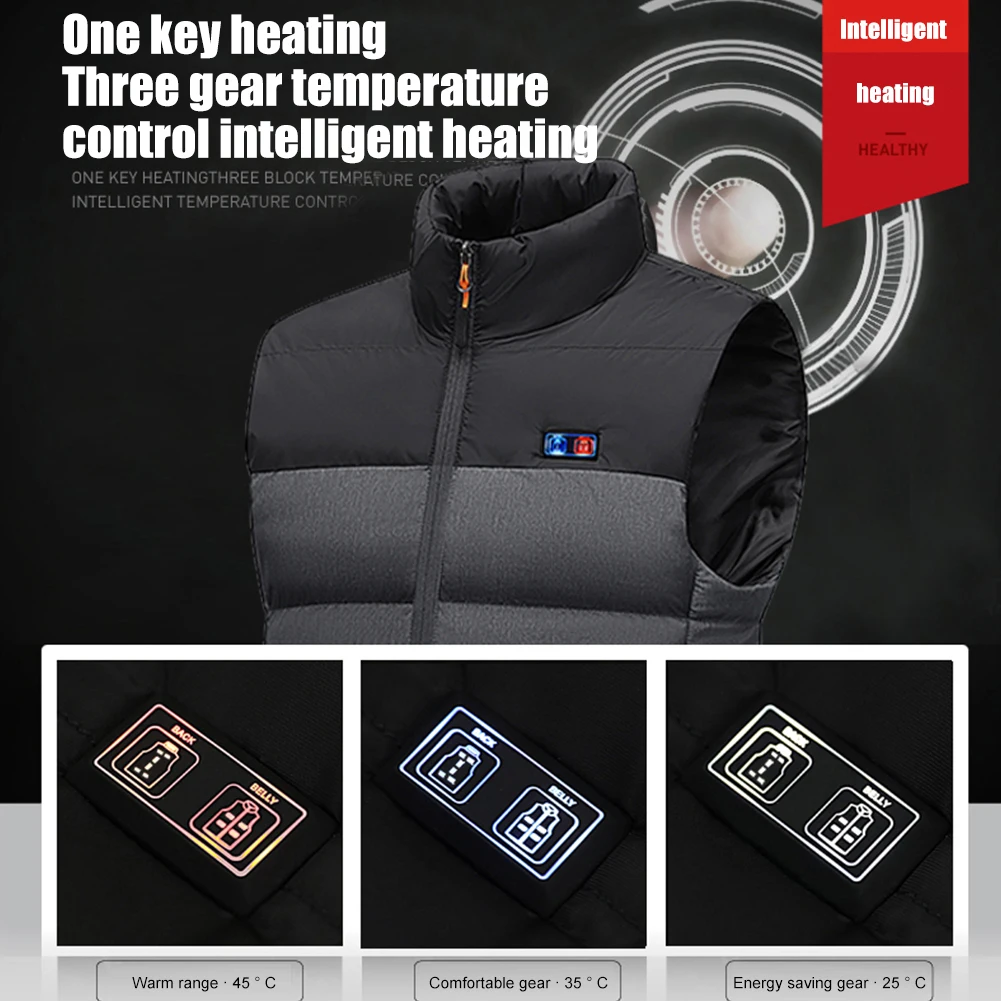 Winter Heat Vest 11 Places Zones Washable Outdoor Heating Jacket Splicing Electric Heated Vest Thermostatic heated jacket