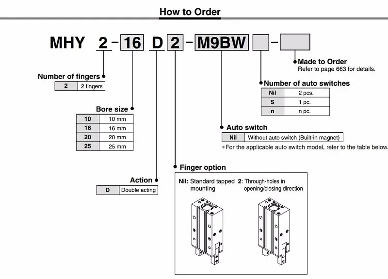 HFY-pinza neumática de doble acción MHY2 10D 16D 20D 25D, tipo SMC Y, abrazaderas de aluminio de estilo Angular de 180 grados, diámetro de 10-25mm