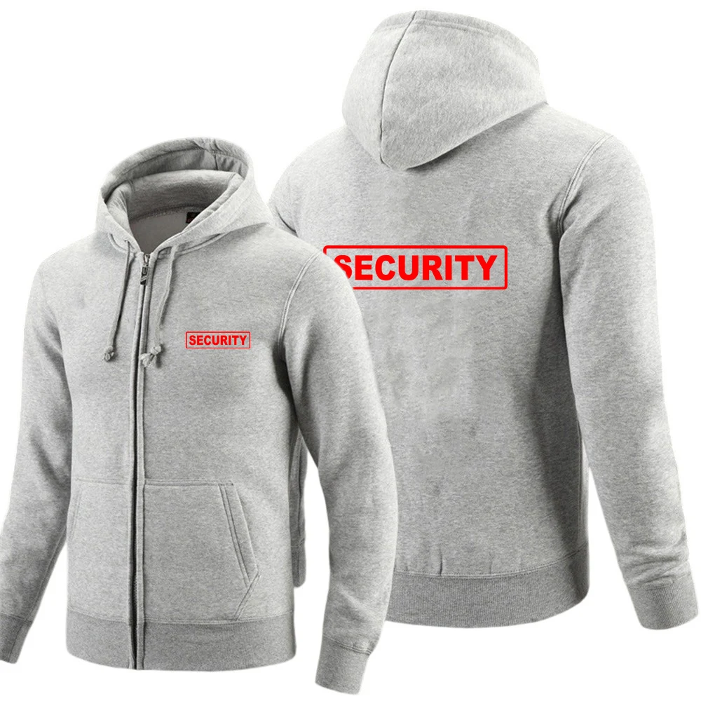 Men's Security Printed Zipper Pullover Hoodie Sweatshirt
