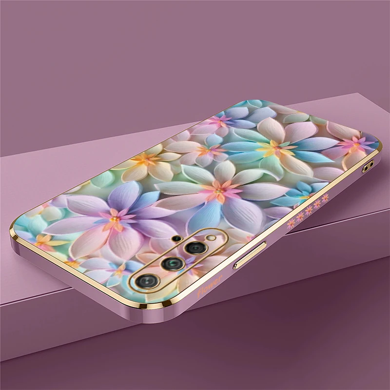 Floral Pattern Plating Silicone Shockproof Phone Case