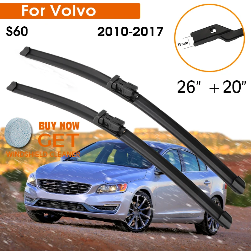 

Car Wiper Blade For Volvo S60 2010-2017 Windshield Rubber Silicon Refill Front Window Wiper 26"+20" LHD RHD Auto Accessories