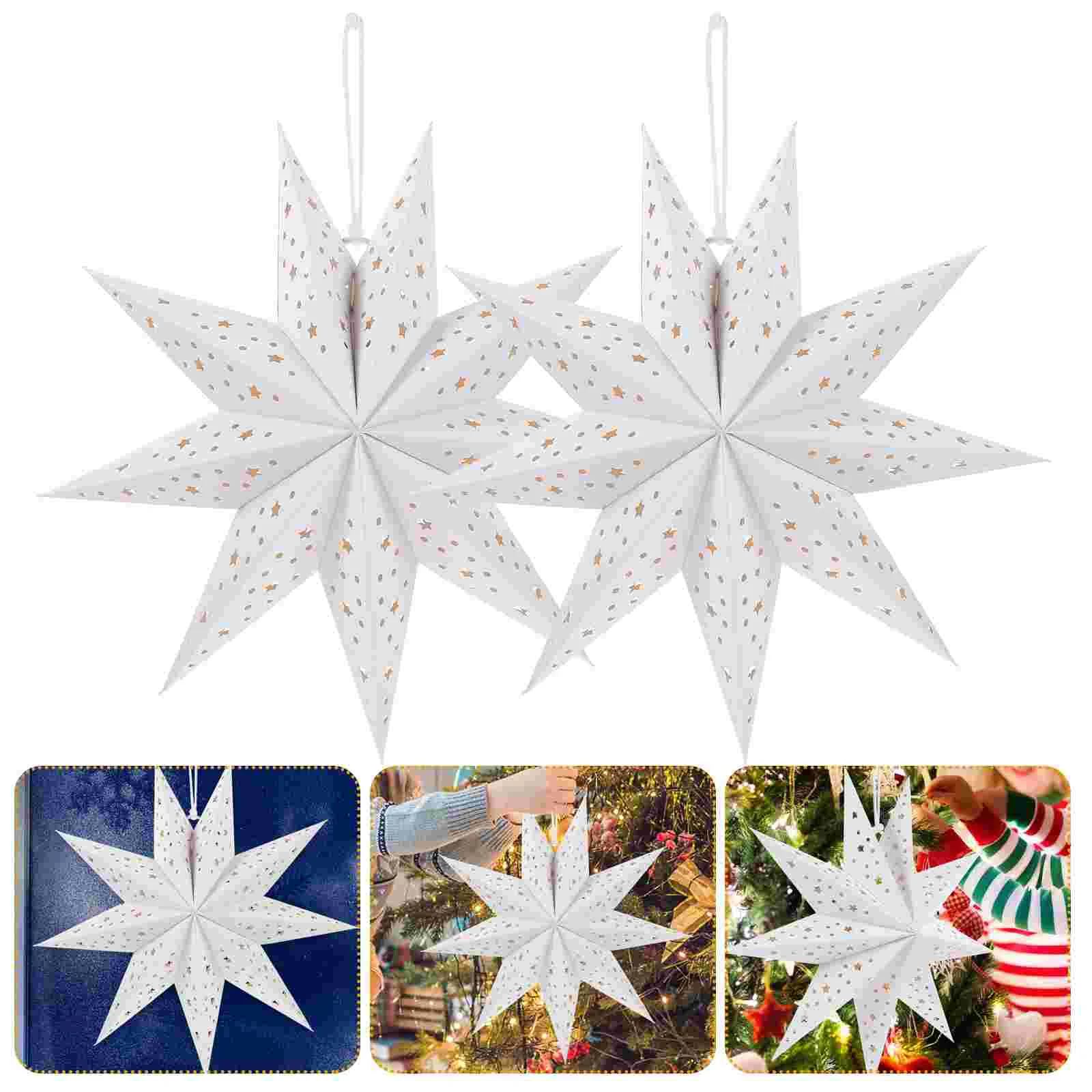 

Nine Pointed Star Paper Lantern Covers For Home Lamp Shade Christmas Hanging Pendants Decorative Shades