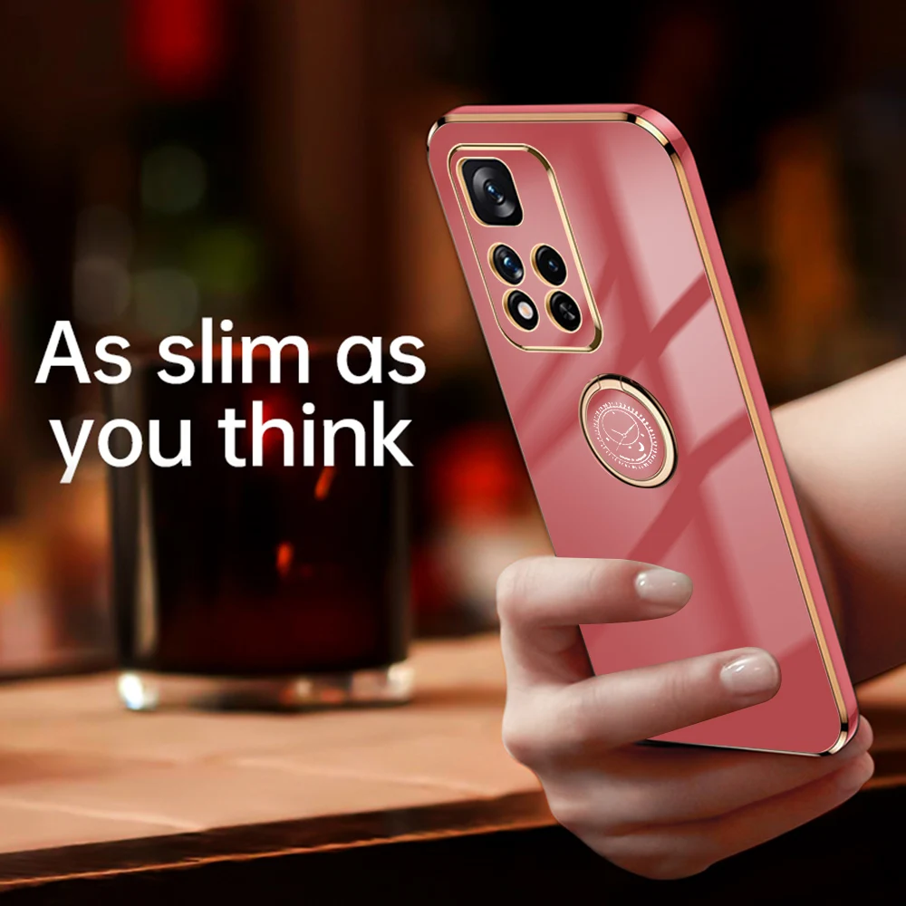 Custodia ad anello quadrato di lusso per Xiaomi Redmi Note 10 11 Pro Max Plus 10S Cover Redmi 10 Note 10 Pro 4G 5G Bag in silicone_voghion.com