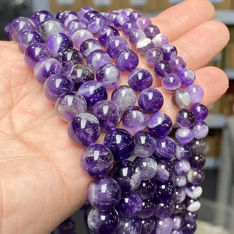 Natürliche dunkel violette Traum Amethyste Perlen lose Abstand halter 4 6 8 10 12mm Heils tein für Schmuck machen DIY Armband Zubehör – Detail 9
