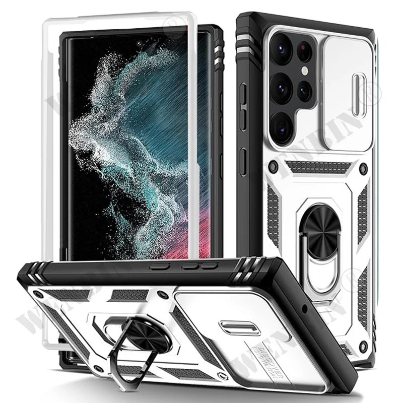 thumbnail image 1 of Case For Samsung S24 Ultra S23 S22 S21 FE A54 A53 A34 A33 A15 A14 A13 A24 A25 Heavy Duty with Camera 360 Degree Kickstand Cover, 1 of 5