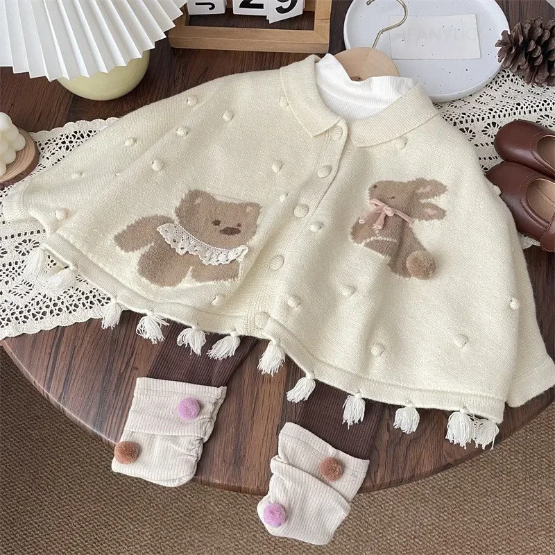 New Girl Rabbit Bear Autumn Winter Cape Clothing Jackets Spring Baby Top Outerwear Fashion Versatile Princess Children Coat