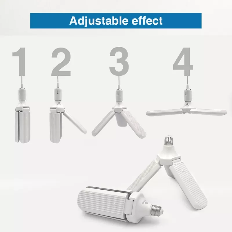 LED 전구 45W E27 220V 30W 60W 홈 에너지 절약 고휘도 펜던트 조명, 접이식 팬 블레이드 LED 차고 조명