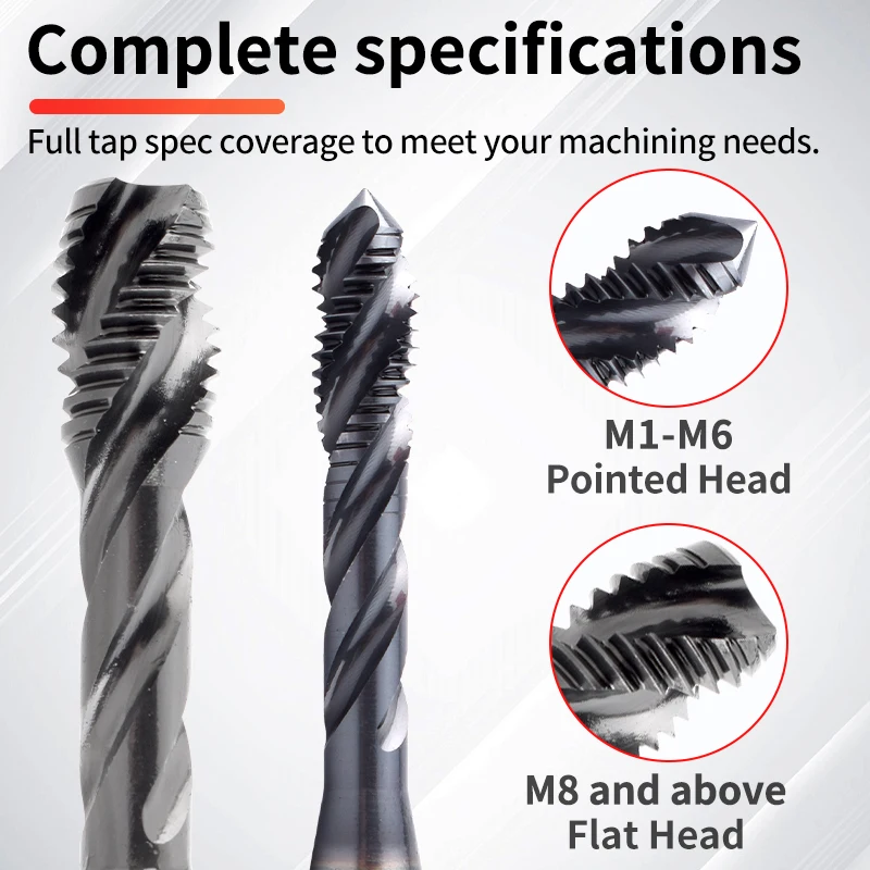 HSSE-PM JIS Standard Extended Spiral Flute Tap 80L 100L M2 M3 M4 M5 M6 M8 M10 M12 Machine Screw Thre