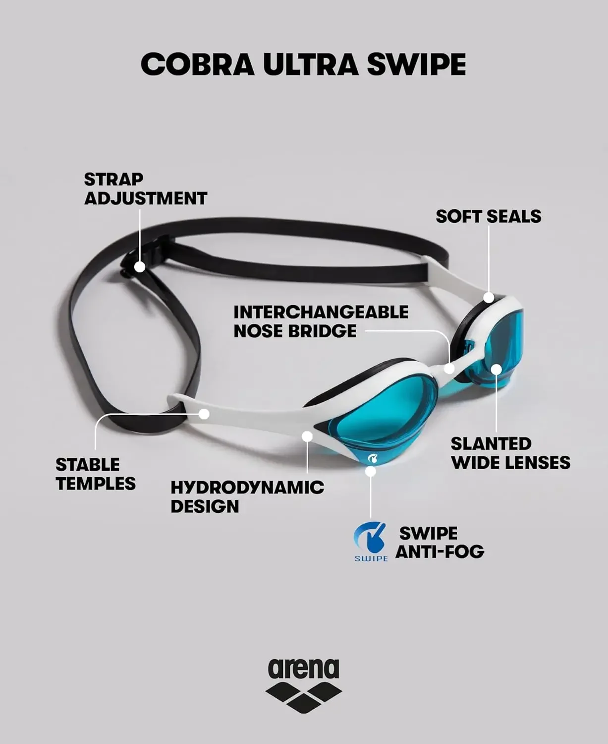 Professional Racing Swimming Goggles Anti Glare Lenses Close-Up